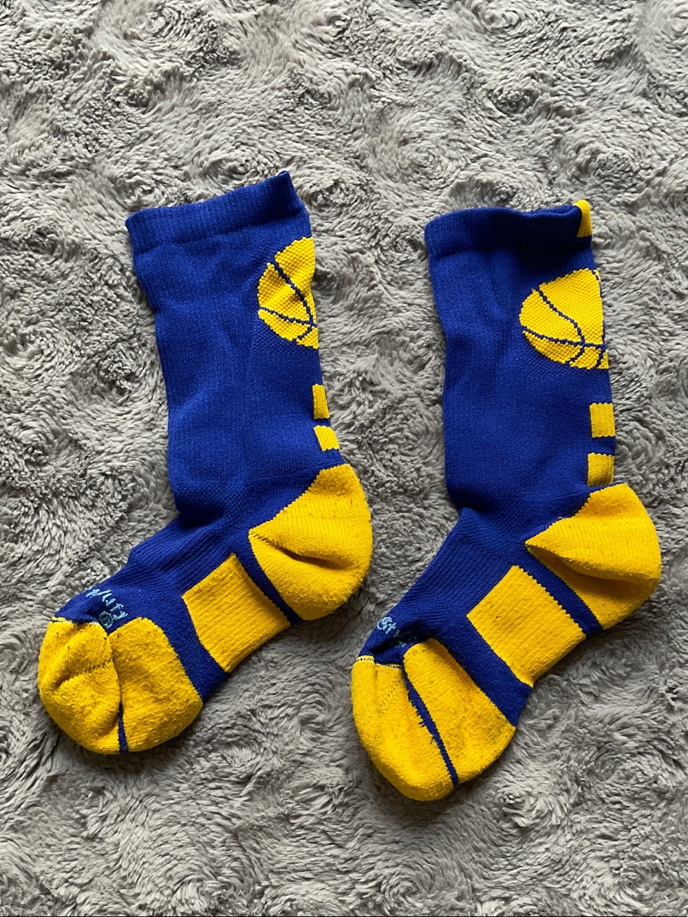 Kids Blue & Yellow Basketball Crew Socks